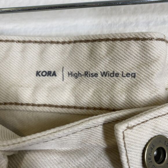 AG Kora Jeans Womens 29 High Rise Wide Leg Cream Denim Pants Cotton Casual - Picture 11 of 12